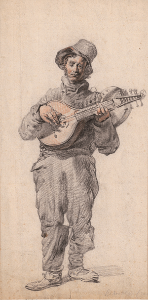 Lot 6605, Auction  127, Niederländisch, um 1800. Wandernder Geselle mit Guitarre