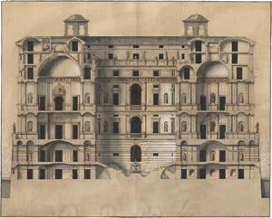 Lot 6606, Auction  127, Deutsch oder Niederländisch, um 1800. Entwürfe zu einem Palazzo mit Rustikaverzierung