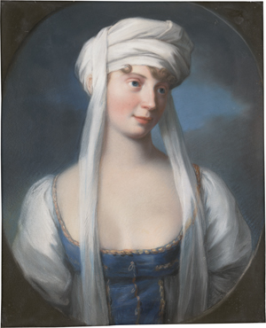Lot 6613, Auction  127, Schröder, Johann Heinrich, Königin Luise von Preußen im blau-weißen Chemisenkleid mit weißem Turban
