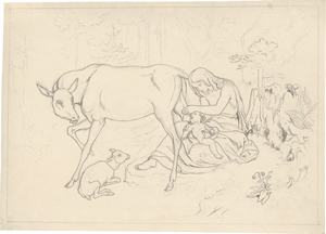 Lot 6628, Auction  127, Führich, Joseph von, Genovefa mit Schmerzensreich und der Hirschkuh
