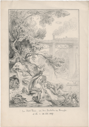 Lot 6632, Auction  127, Thiersch, Ludwig, "Ein Stück Poesie, vor dem Zeitalter des Dampfes". Isarnixen und Gnome vor der Großhesseloher Brücke