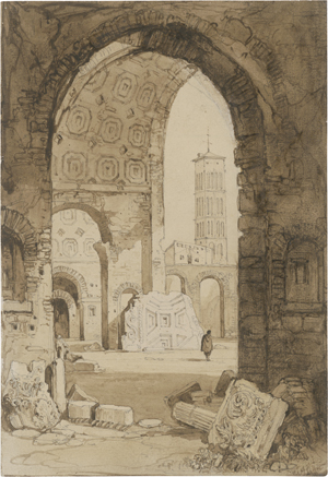 Lot 6646, Auction  127, Deutsch, 19. Jh. Blick aus der Maxentiusbasilika auf Santa Francesca Romana in Rom
