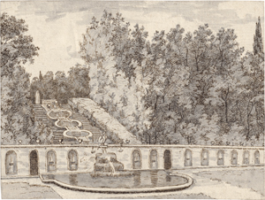 Lot 6647, Auction  127, Rehberg, Friedrich, Brunnenanlage in einem italienischen Garten