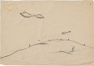 Los 6941 - Rainer, Arnulf - Landschaft mit Schornsteinen / Wolken über Anhöhe - 1 - thumb