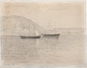 Lot 7009, Auction  127, Baum, Paul, Zwei ankernde Segelschiffe im Mittelmeer