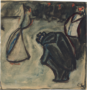Lot 7046, Auction  127, Rohlfs, Christian, Aufgereihte Herren im Frack empfangen eine junge Dame