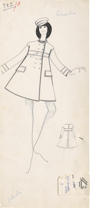 Lot 7212, Auction  127, Lagerfeld, Karl, Modezeichnung (Mantel & Kapitänsmütze)