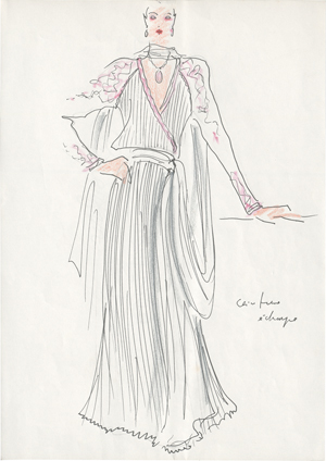 Lot 7213, Auction  127, Lagerfeld, Karl, Entwurf langes Kleid (ceinture écharpe)