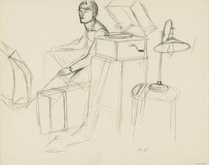 Lot 8043, Auction  127, Hubbuch, Karl, Sitzendes Mädchen mit Grammophon