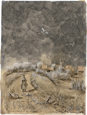 Lot 8176, Auction  127, Bluth, Manfred, Dorf Kalckreuth mit Sportflugzeug