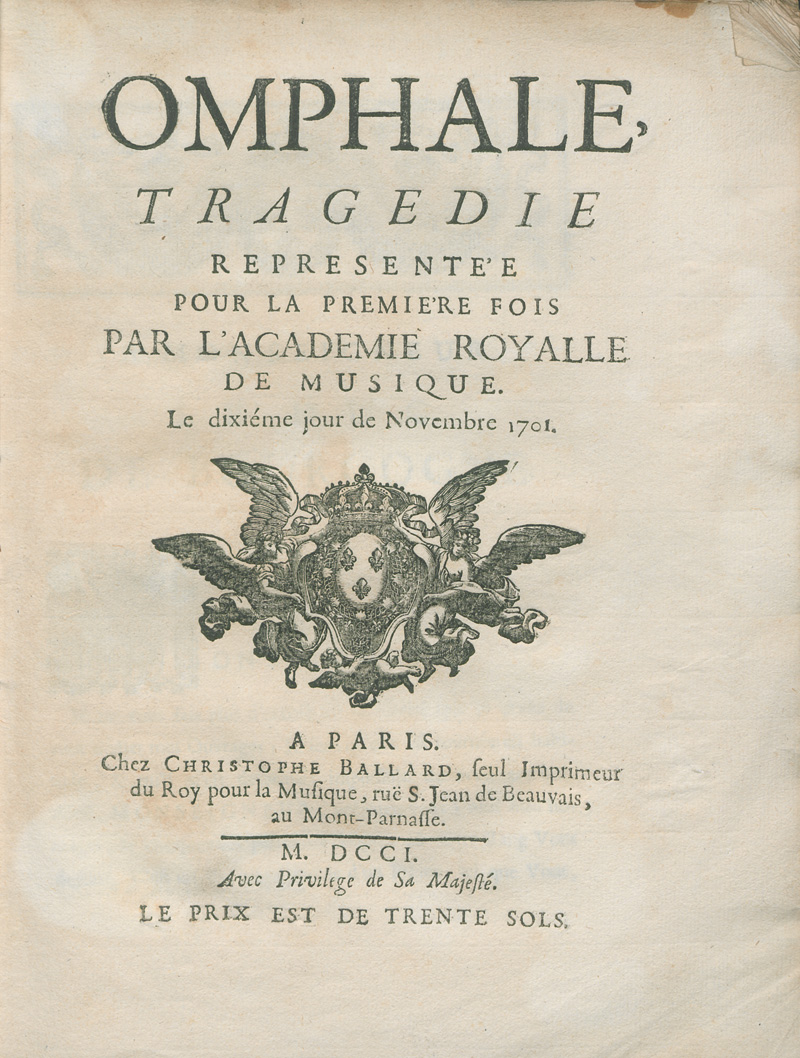 Lot 448, Auction  127, Déstouches, André Cardinal, Omphale Tragédie