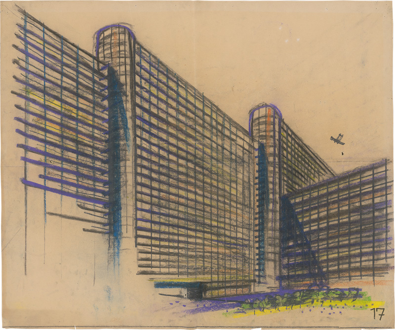 Lot 493, Auction  127, Behrens, Peter, Verkehrspalast 17 Gibraltar. Gläserne Staffelfassaden. 