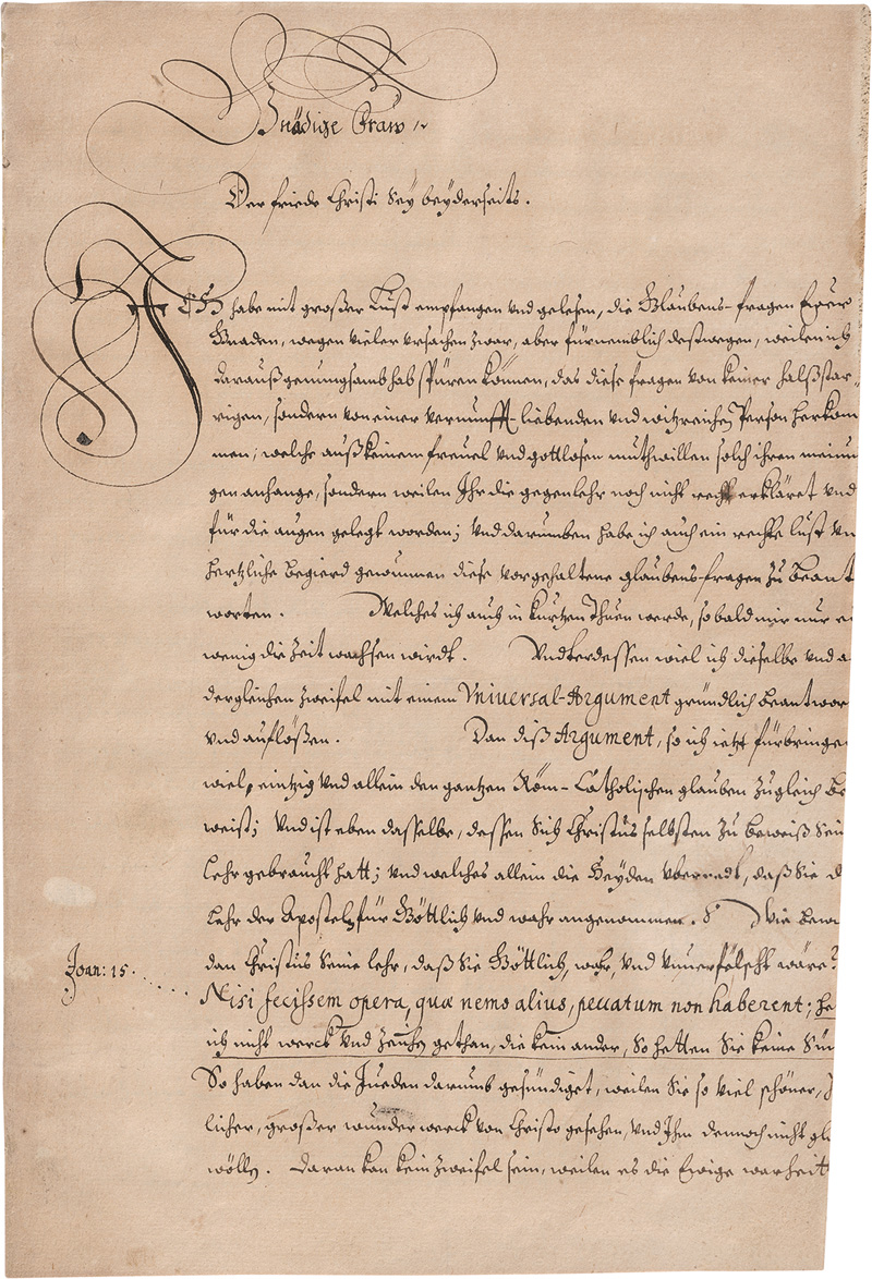 Lot 1032, Auction  127, Conrad, Balthasar, Traktat von der Glaubwürdigkeit und Unverfälschtheit der katholischen Lehre. Deutsche Handschrift auf Papier