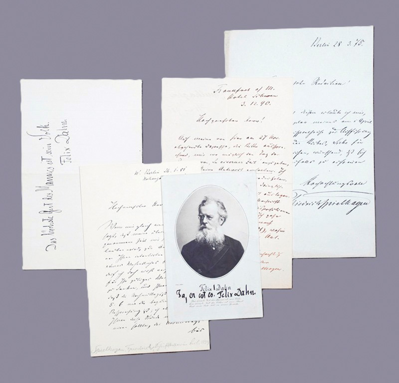 Lot 2510, Auction  127, Dahn, Felix, Signiertes Porträtfoto mit 4 Beilagen. 1875-1905