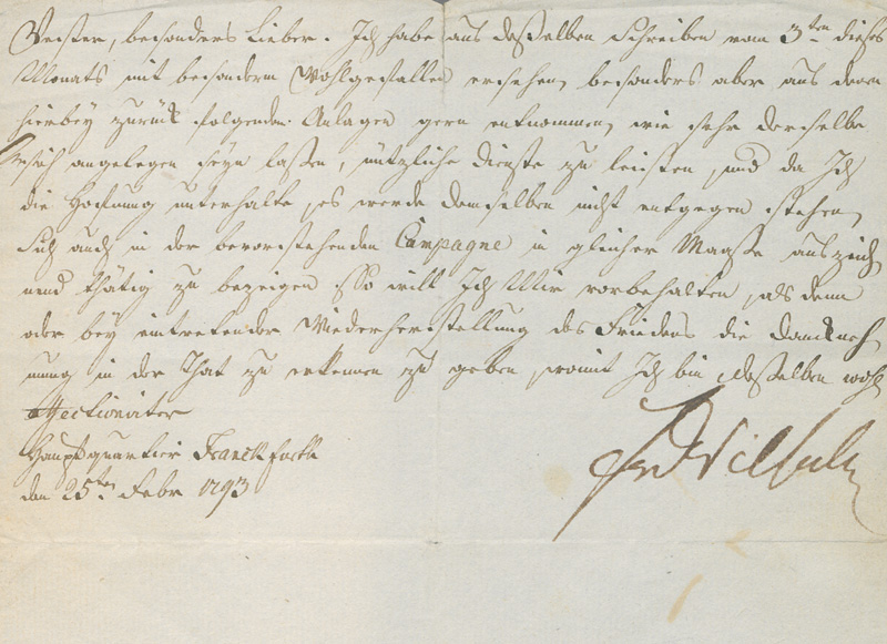 Lot 2589, Auction  127, Friedrich Wilhelm II., König von Preußen, Brief an einen Gefolgsmann Hauptquartier Frankfurt 1793