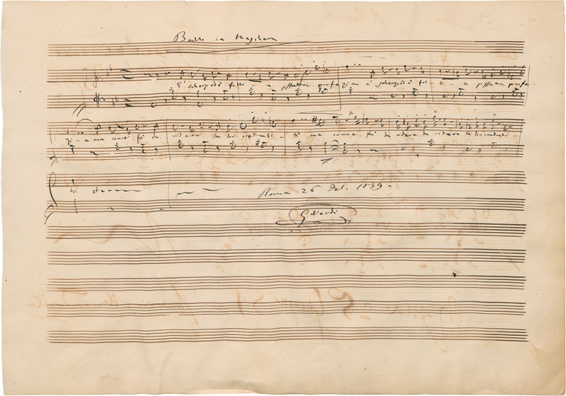 Lot 2655, Auction  127, Verdi, Giuseppe, Signiertes Musikmanuskript aus "Un Ballo in Maschera". 1859