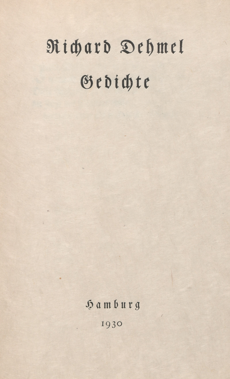 Lot 3073, Auction  127, Dehmel, Richard, Gedichte