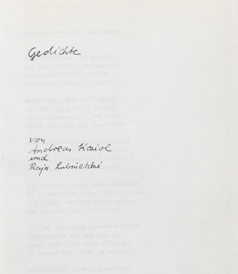 Lot 3192, Auction  127, Koziol, Andreas, Gedichte