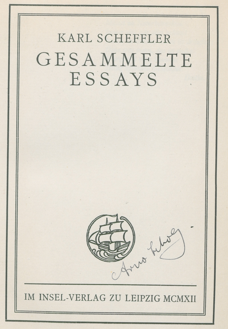 Lot 3302, Auction  127, Scheffler, Karl, Gesammelte Essays