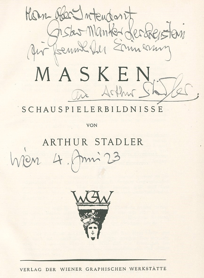Lot 3319, Auction  127, Stadler, Arthur, Masken. Schauspielererlebnisse