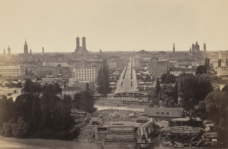 Lot 4023, Auction  127, Böttger, Georg, Early views of Munich: General view with Maximilianstrasse / Siegesthor