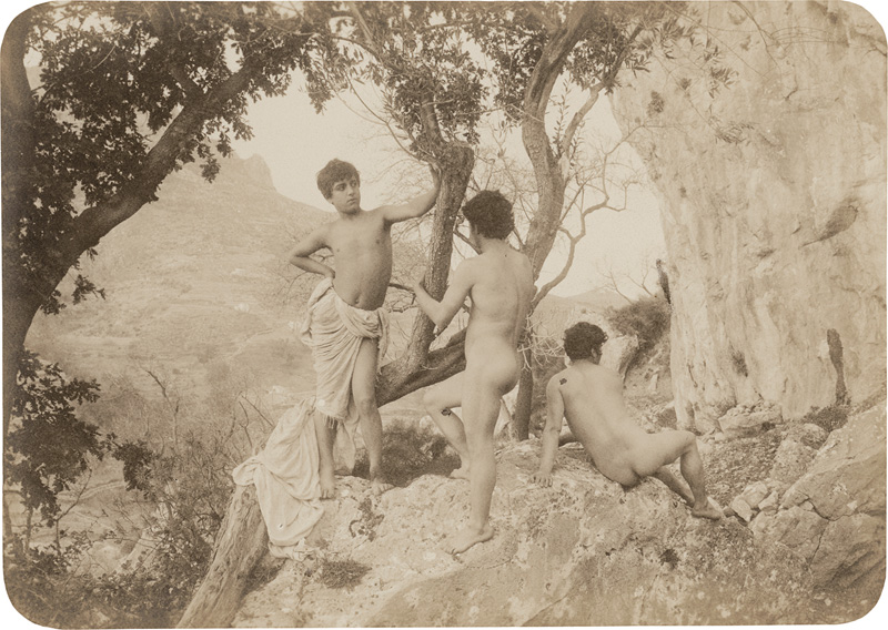 Lot 4074, Auction  127, Gloeden, Wilhelm von, Three male nudes in Arcadian scene