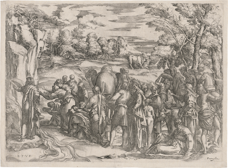 Lot 5113, Auction 127, Franco, Giovanni Battista, Moses, Wasser aus dem Felsen schlagend