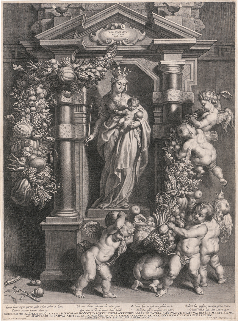 Lot 5114, Auction 127, Galle I, Cornelis, Die Madonna in einer Nische, von Engeln mit Ziergirlanden verehrt.
