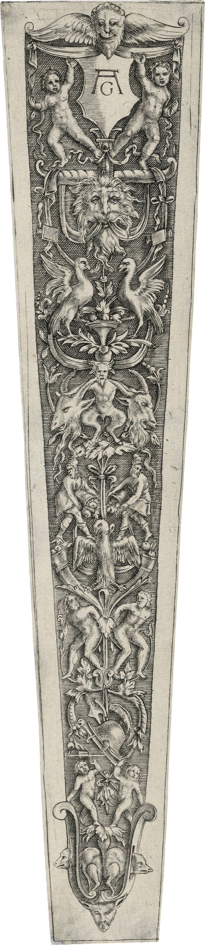 Lot 5166, Auction 127, Aldegrever, Heinrich - Umkreis, Entwurf für eine Dolchscheide, oben mit zwei Kindern