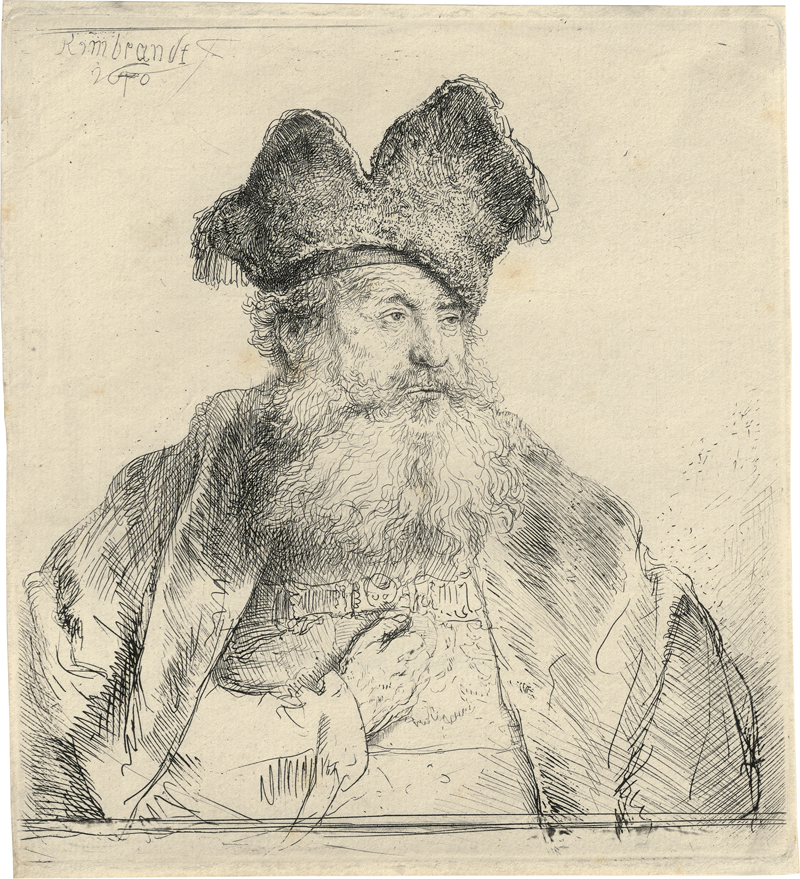 Lot 5206, Auction 127, Rembrandt Harmensz. van Rijn, Alter Mann mit gespaltener Pelzmütze