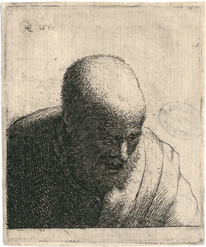 Lot 5209, Auction 127, Rembrandt Harmensz. van Rijn - Werkstatt, Niederblickender Kahlkopf
