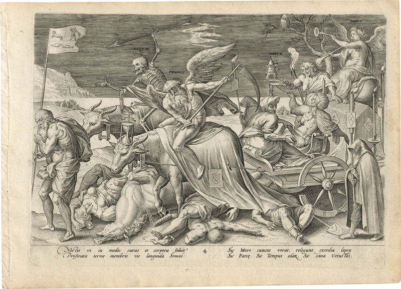 Lot 5247, Auction  127, Wierix, Hieronymus, Die vier Alter des Menschen und der Tod mit dem Jüngsten Gericht