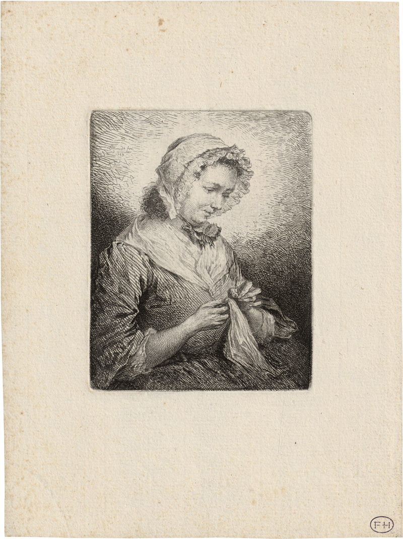 Lot 5298, Auction 127, Schmidt, Georg Friedrich, Des Künstlers Frau, nähend