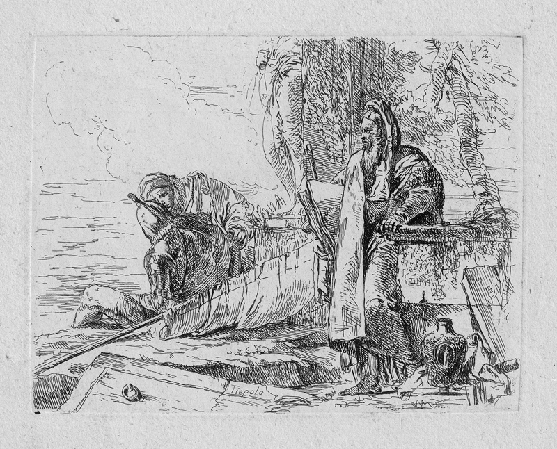 Lot 5308, Auction 127, Tiepolo, Giovanni Battista, Der stehende Philosoph mit dem großem Buch und zwei weitere Figuren