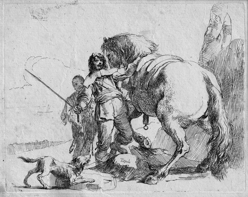 Lot 5309, Auction 127, Tiepolo, Giovanni Battista, Der Kavalier bei seinem Pferd stehend