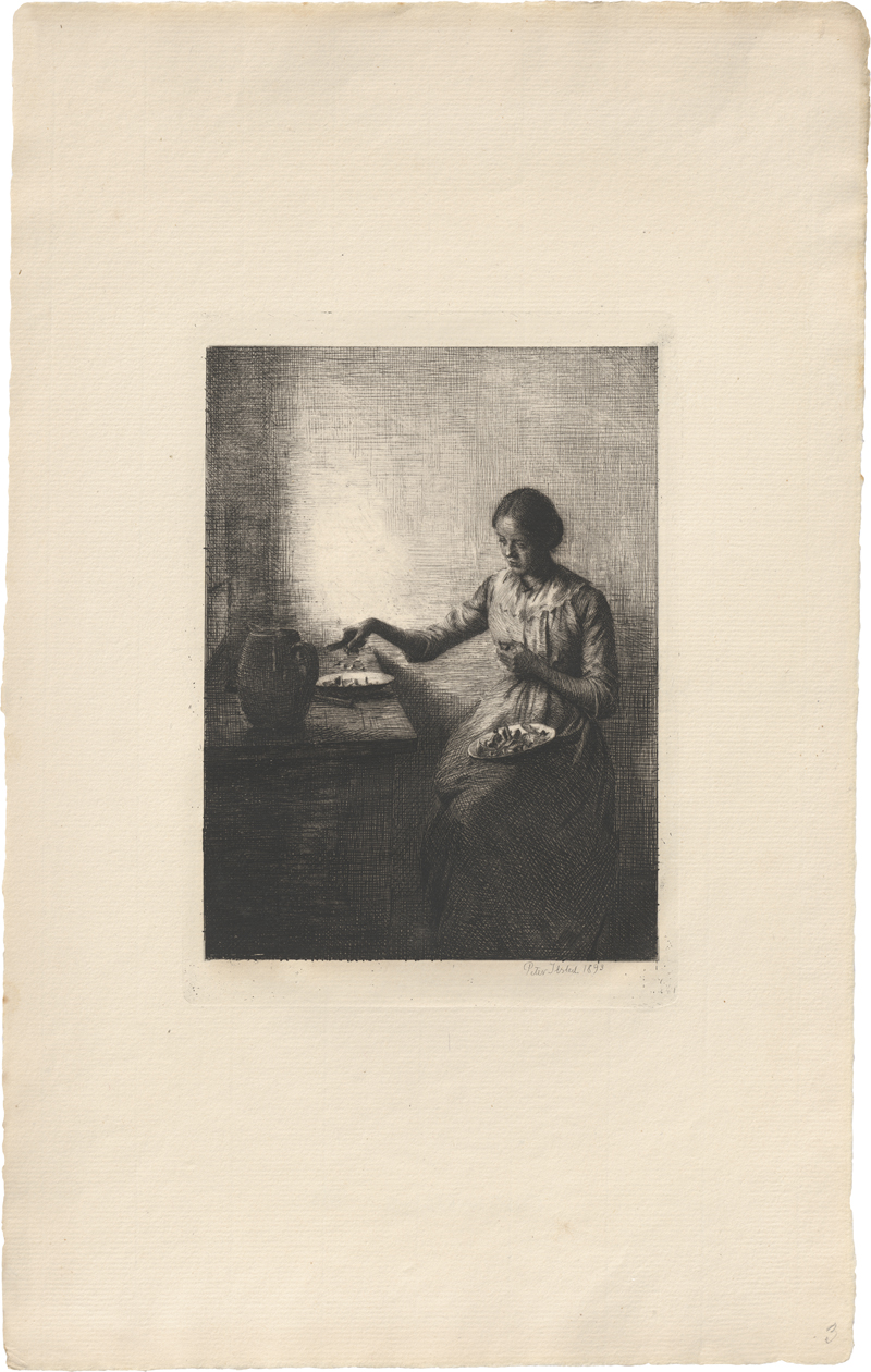 Lot 5351, Auction  127, Ilsted, Peter, Eine junge Frau Pfifferlinge sortierend