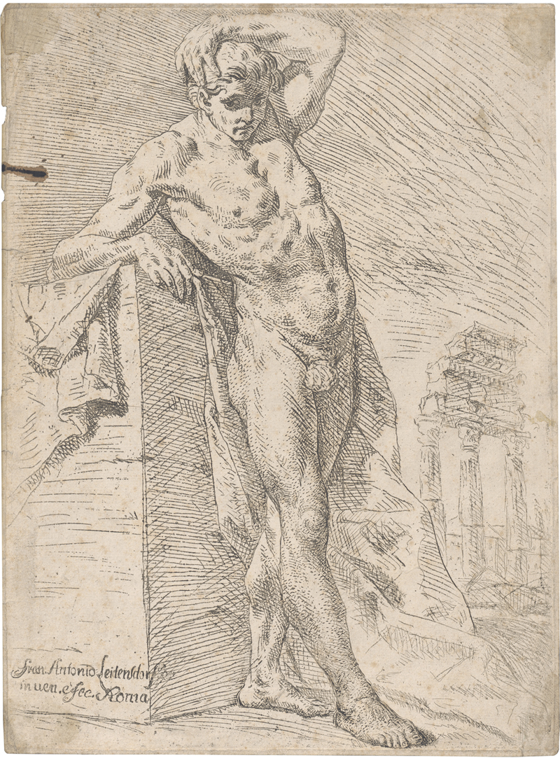 Lot 5564, Auction  127, Leitensdorfer, Franz Anton von, Stehender männlicher Akt, im Hintergrund römische Ruinen