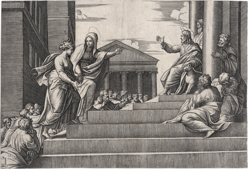 Lot 5605, Auction 127, Raimondi, Marcantonio, Martha führt Maria Magdalena in den Tempel (Notre dame à l'escalier)