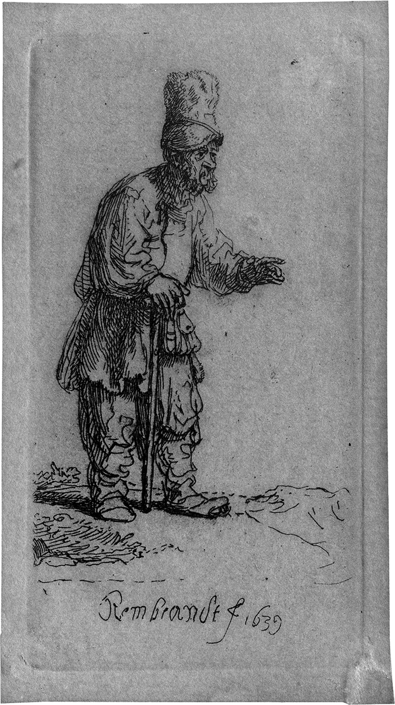 Lot 5617, Auction 127, Rembrandt Harmensz. van Rijn, Bauer mit hoher Mütze, auf einen Stock gelehnt