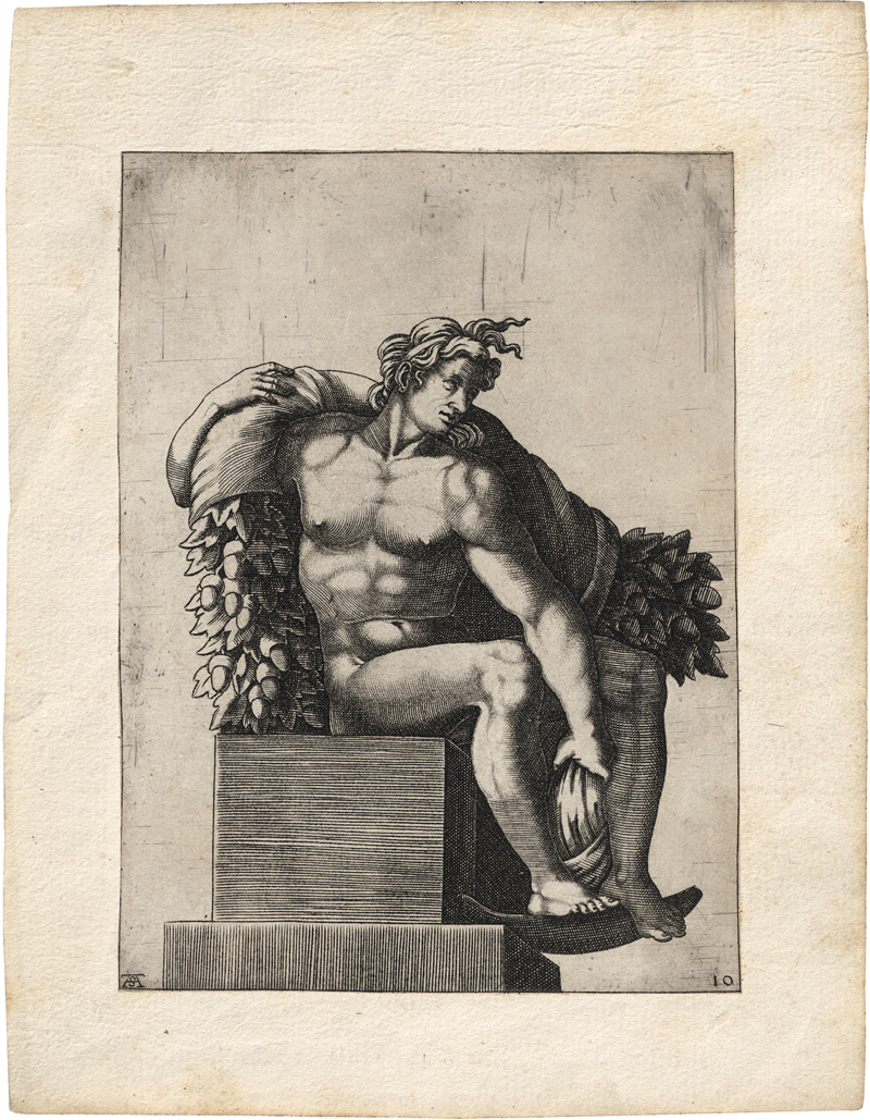 Lot 5648, Auction  127, Scultori, Adamo, Junger sitzender Mann mit Girlande über seiner rechten Schulter. 