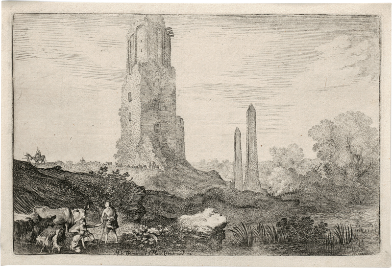 Lot 5661, Auction  127, Uytenbroeck, Moyses van, Landschaft mit dem "Torre delle Militie" und zwei Obelisken