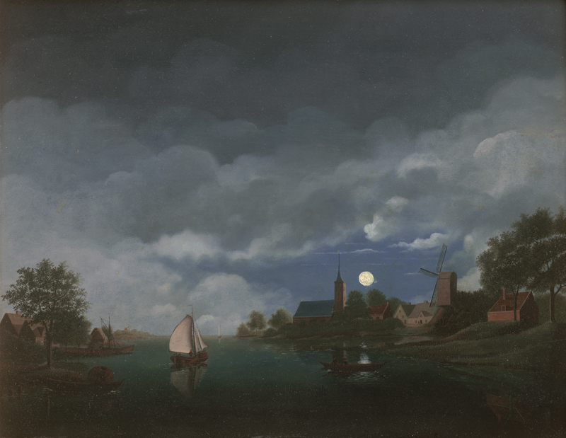 Lot 6026, Auction 127, Schepens, Joh., Flusslandschaft im Mondschein