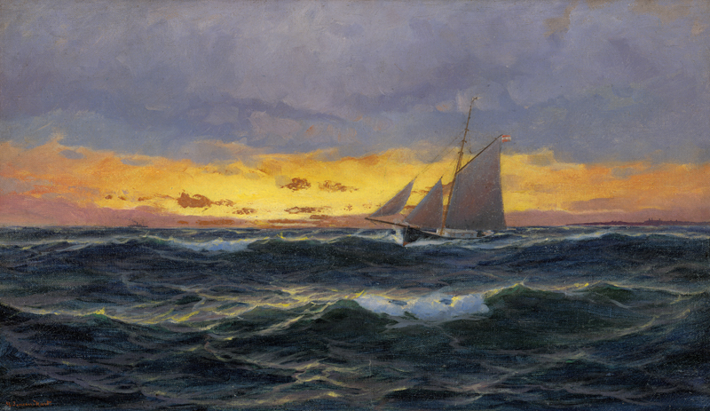 Lot 6126, Auction 127, Jensen, Max, Schoner in bewegter See bei Sonnenuntergang