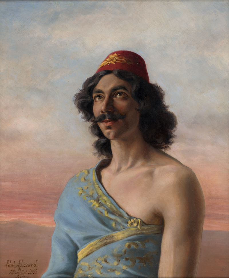 Lot 6340, Auction  127, Alizard, Joseph-Paul, Bildnis eines Mannes mit Fes im türkisen Gewand mit Goldstickerei