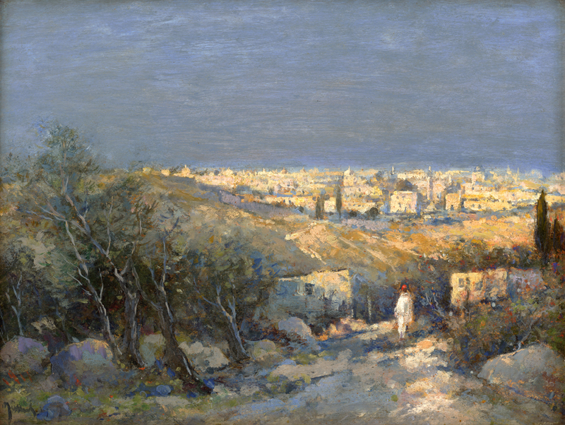 Lot 6372, Auction  127, Österreichisch, Anfang 20. Jh. Jerusalem vom Ölberg aus gesehen