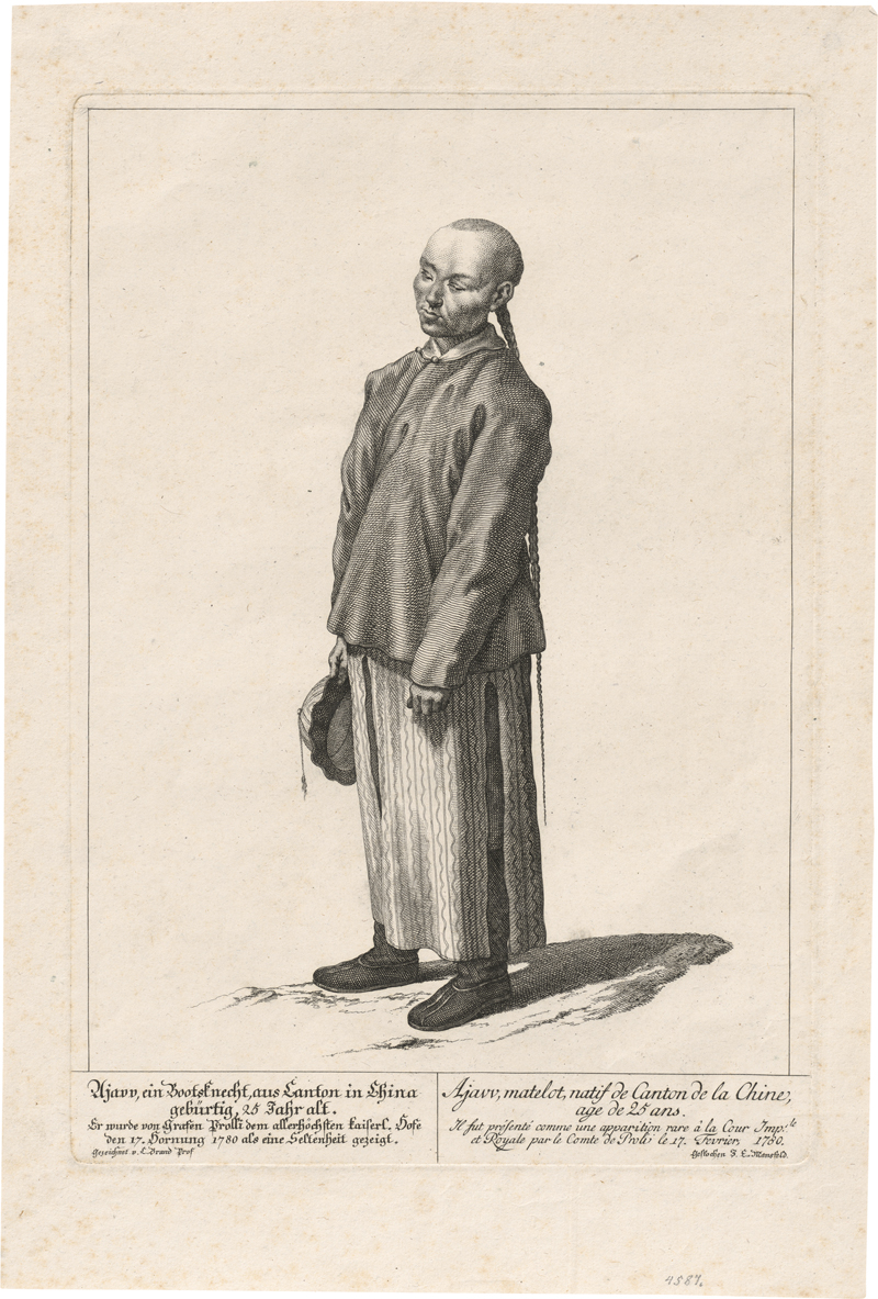 Lot 6401, Auction  127, Mansfeld, Johann Ernst, "Athah, ein Bootsknecht aus Canton in China, tatarischer Abkunft, 22 Jahr alt.". "Ajavv, ein Bootsknecht aus Canton in China gebürtig, 25 Jahr alt".