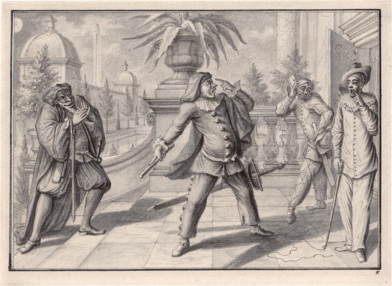 Lot 6556, Auction  127, Schübler, Johann Jakob, Drei Szenen aus der Commedia dell'Arte