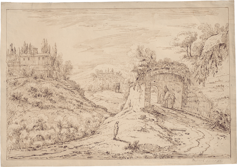 Lot 6571, Auction  127, Dietrich, Christian Wilhelm Ernst, Italianisante Landschaft mit einzelnen Gehöften und Staffage