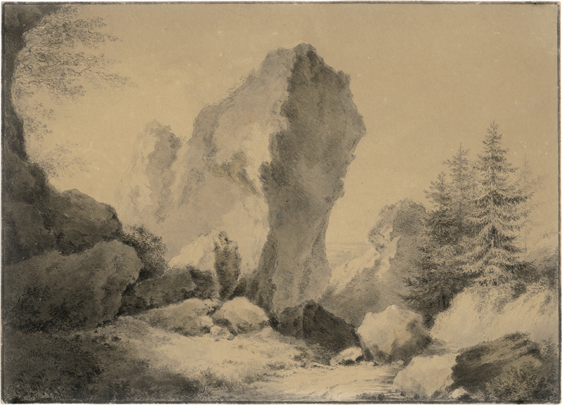 Lot 6590, Auction  127, Molitor, Martin von, zugeschrieben. Berglandschaft mit Felsvorsprung