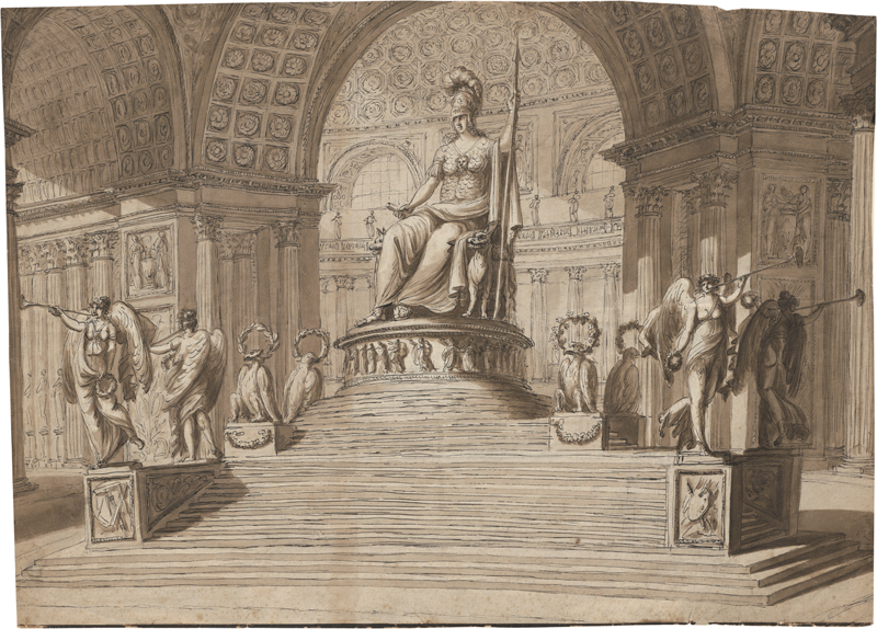 Lot 6599, Auction  127, Italienisch, um 1790. Statue der Roma in einer Halle